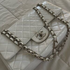 Vintage White and Silver Chanel Bag